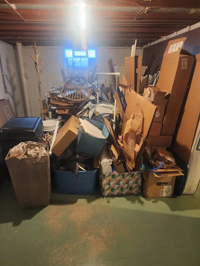 Roll-off dumpster container at job site for 6 Yard Dumpster Rental in Clyde